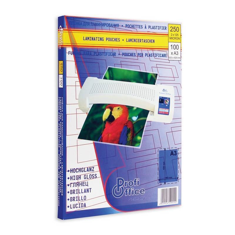 Пленка для ламинирования ProfiOffice 303x426 мм (А3) глянцевая (100 штук в уп) 5355