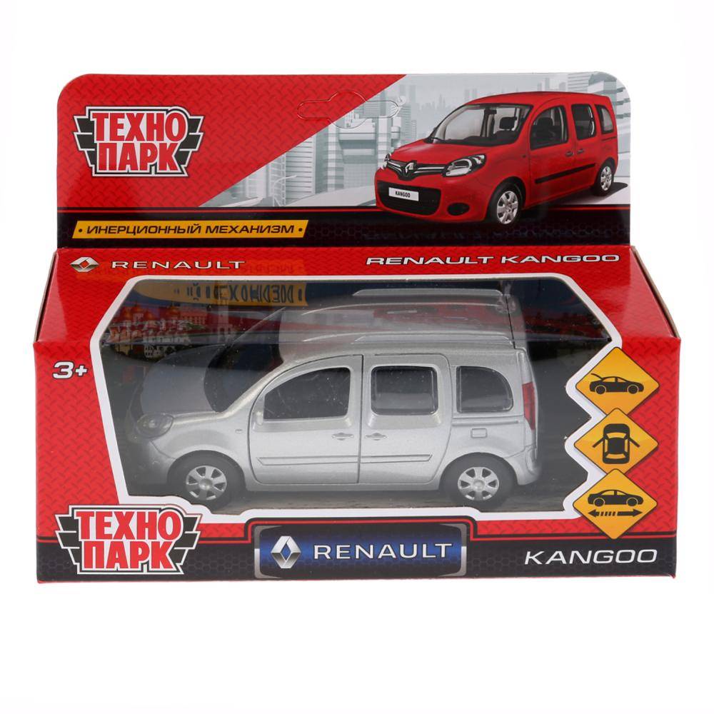 Машина металлическая "Renault Kangoo" 12 см, открываются двери, инерционная, серебро Технопарк KANGOO-SL