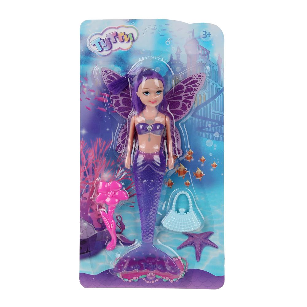 Кукла русалка Тутти с крыльями, аксессуары, светится хвост, 20 см. Y2204O0439-1-RU-25