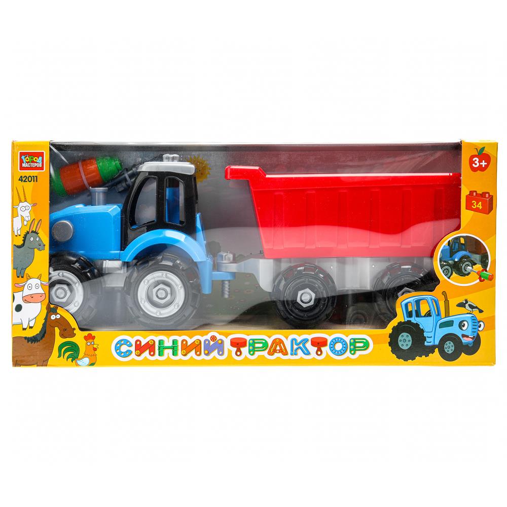 Конструктор с отвёрткой "Синий Трактор" с тележкой, 34 дет. Город Мастеров 42011-ZH (48)