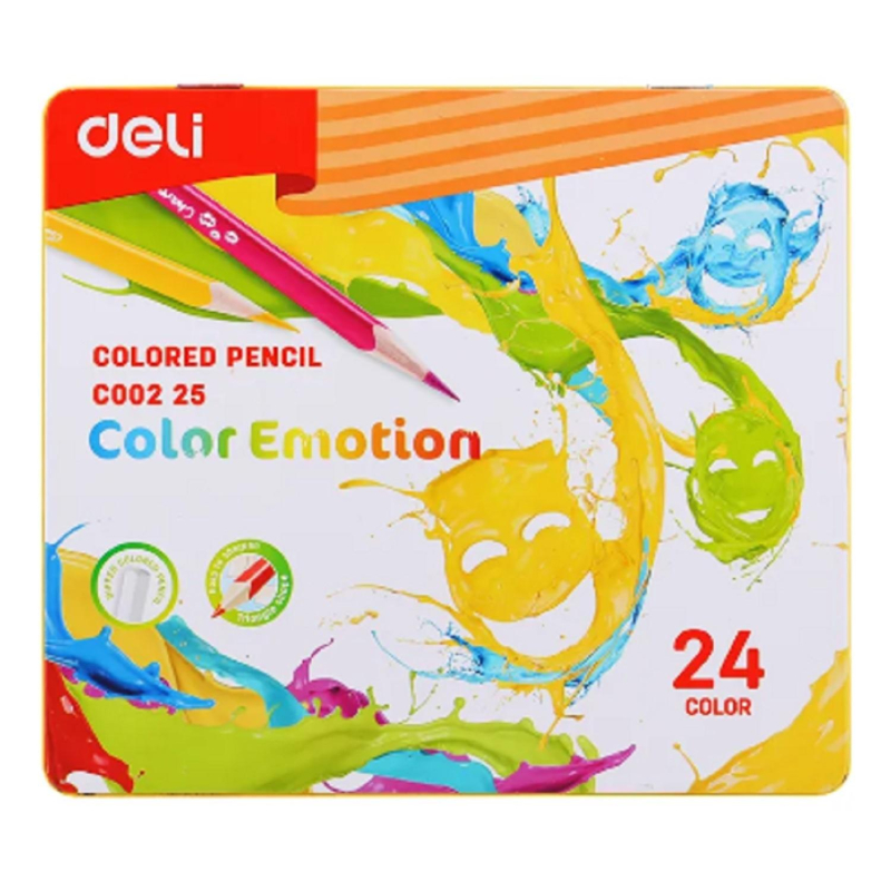 Карандаши цветные Deli EC00225 Color Emotion липа 24цв/наб. мет.кор 1791522