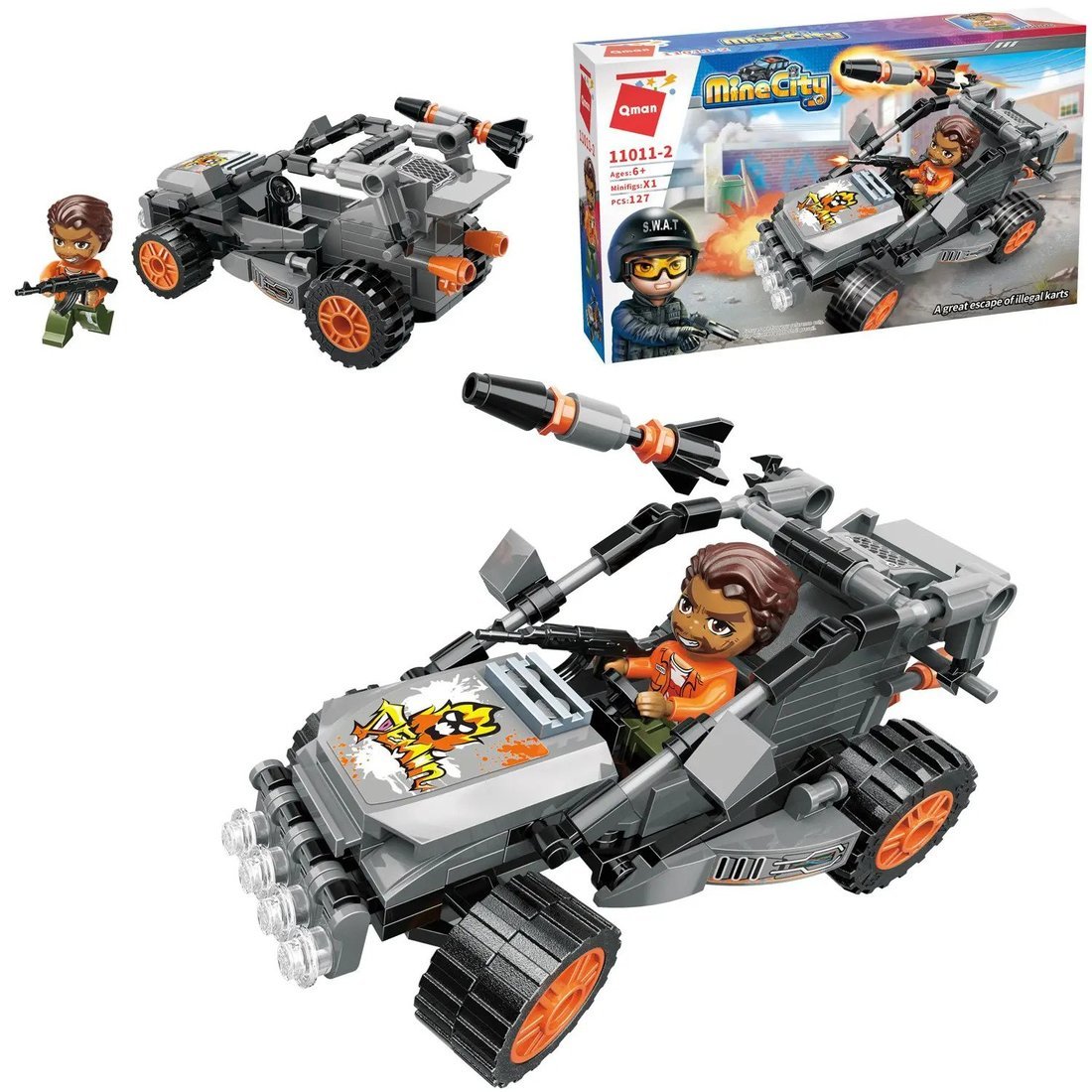 Конструктор Преступник на машине с ракетной установкой, 127 дет QMAN 11011q/11011-2