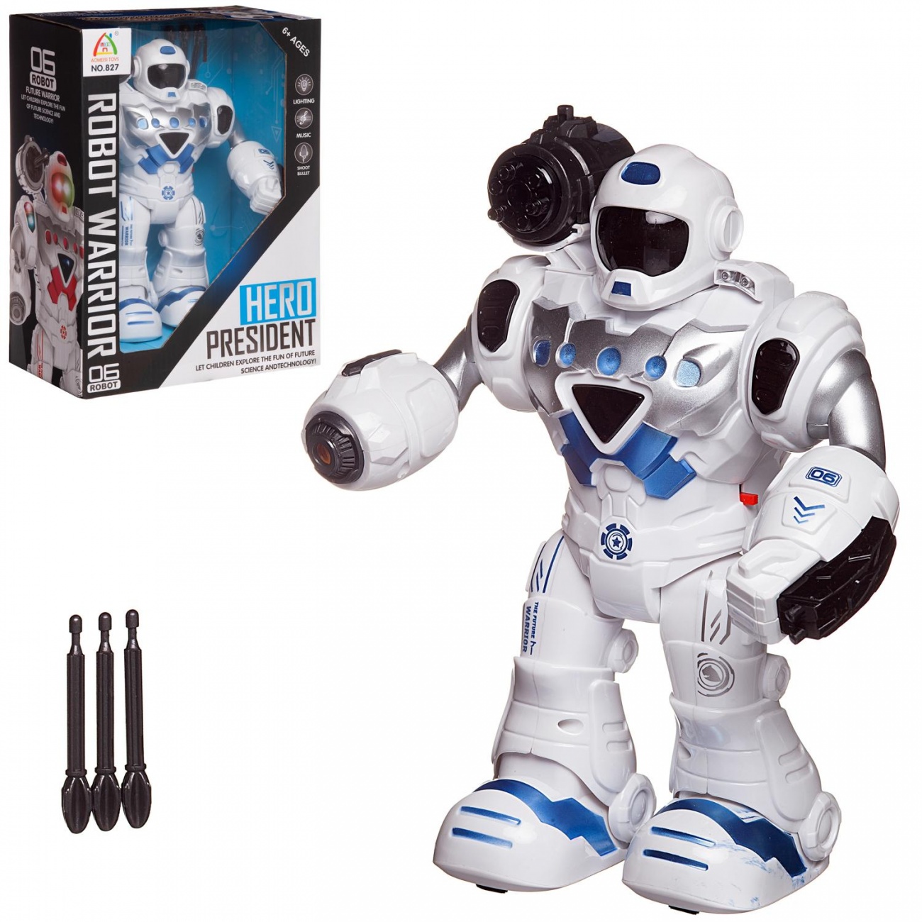 Робот Junfa Герой, электромех. свет/звук, бело-голубой WB-02424/бело-голубой
