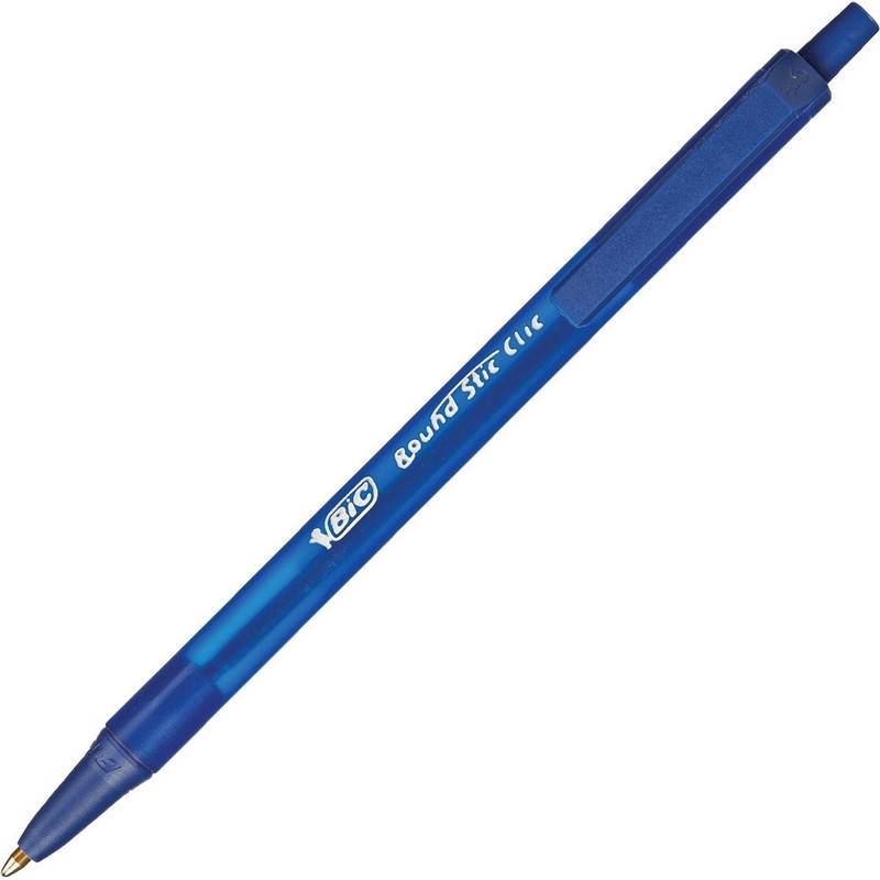 Ручка шариковая одноразовая автоматическая BIC Round Stic Clic синяя (линия 0.32 мм) 926376 614075