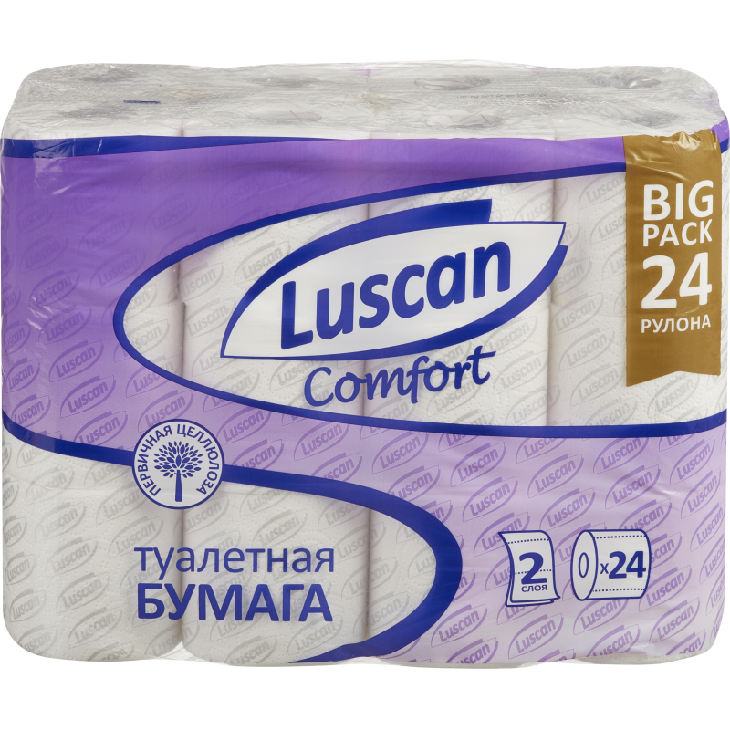 Бумага туалетная Luscan Comfort 2сл бел 100%цел втул 20,04м 167л 24шт/уп 1574572 5079844