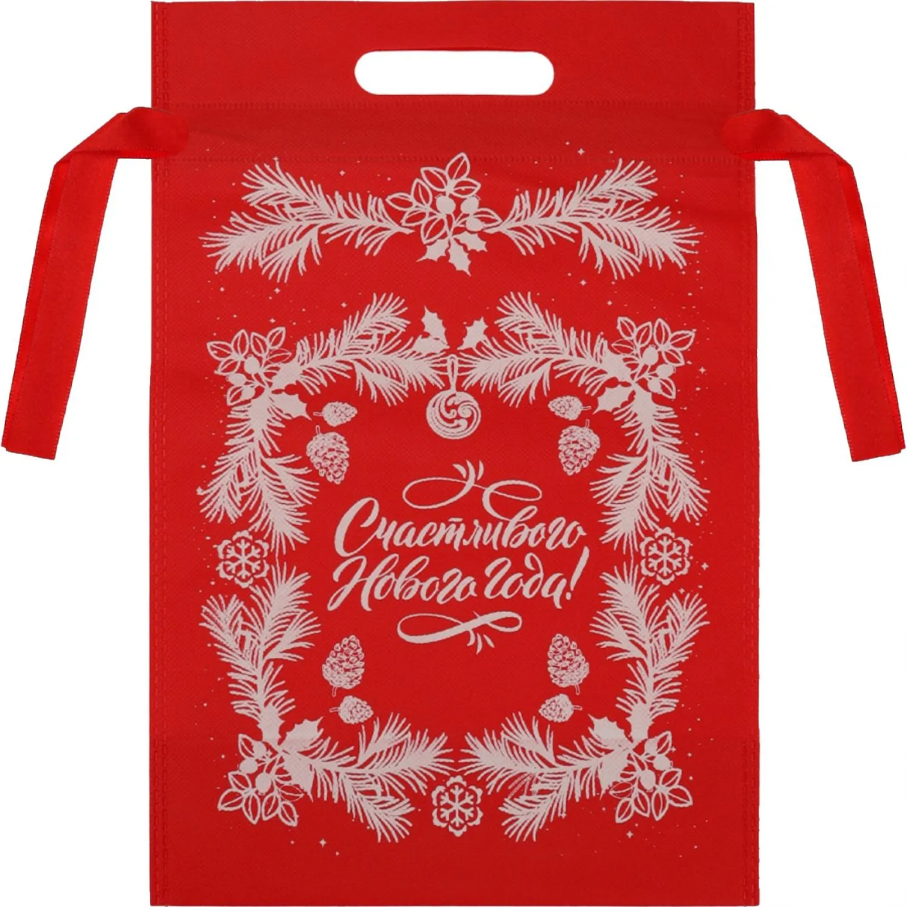 Мешочек д/подарков Еловое настроение, 36x24x12см, красный, НУ-6246 Miland 2339262