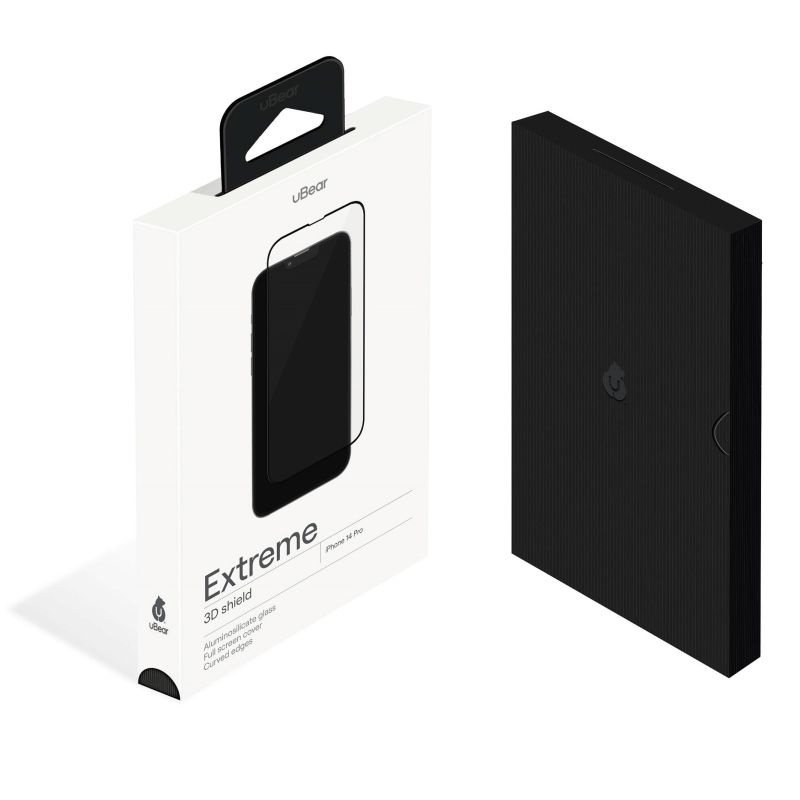 Защитное стекло uBear Extreme 3D Shield для Iphone 14 Pro, черный 1664196 GL142BL03A3D61P-I22