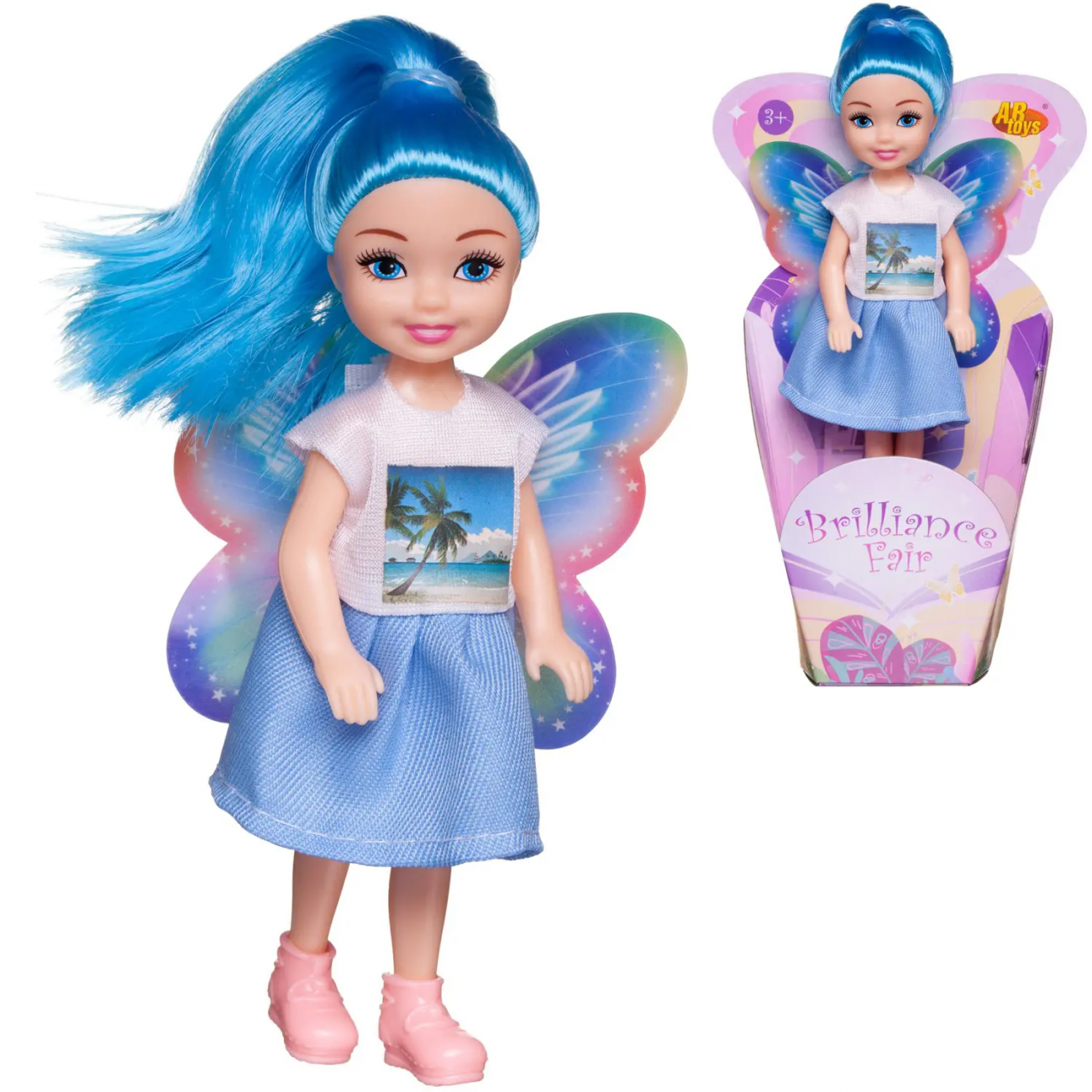 Кукла Abtoys Brilliance Fair Феечка 15 см с голубыми волосами PT-01839/голубые