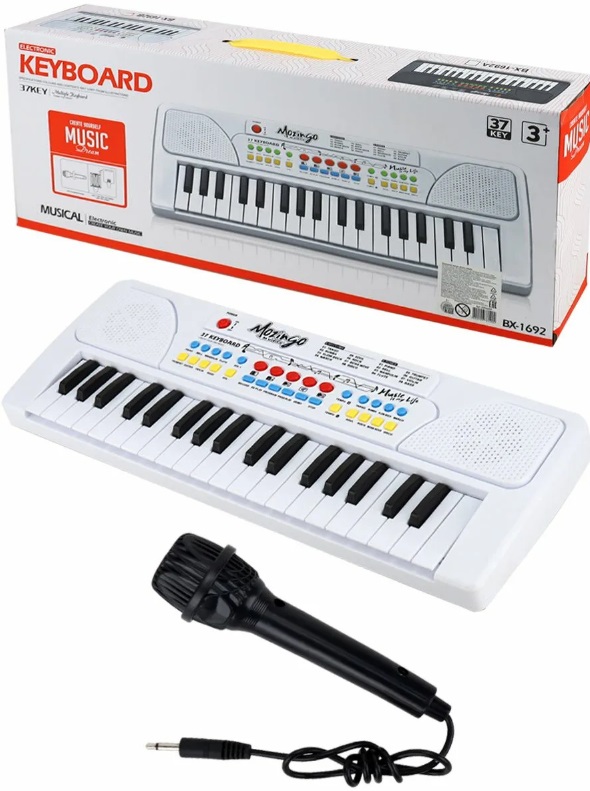 Музыкальный инструмент: Синтезатор, 37 клавиш, микрофон Наша Игрушка BX-1692B