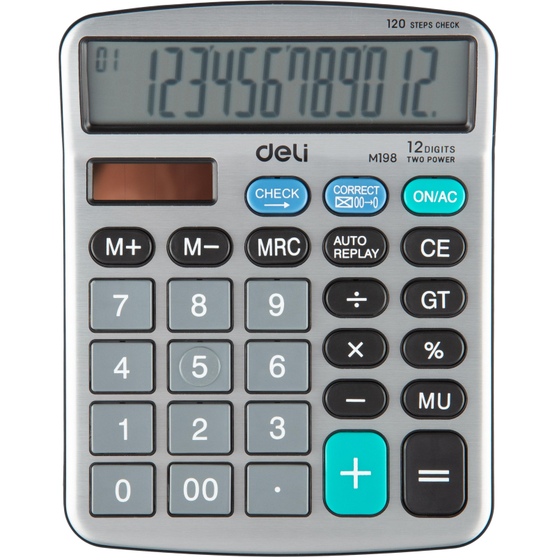 Калькулятор настольный компакт Deli EM19810, 12-р,дв.пит,153x120.5мм,мет,срб 1791539