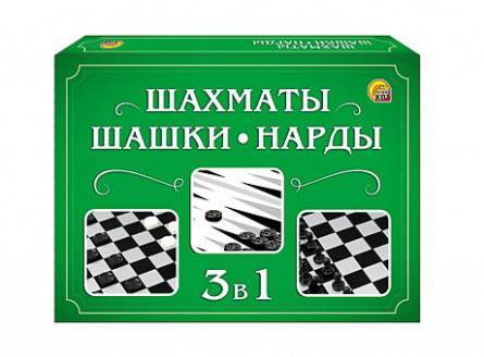 Игра настольная "Шахматы, Шашки, Нарды" (мини-коробка) Рыжий Кот ИН-1612