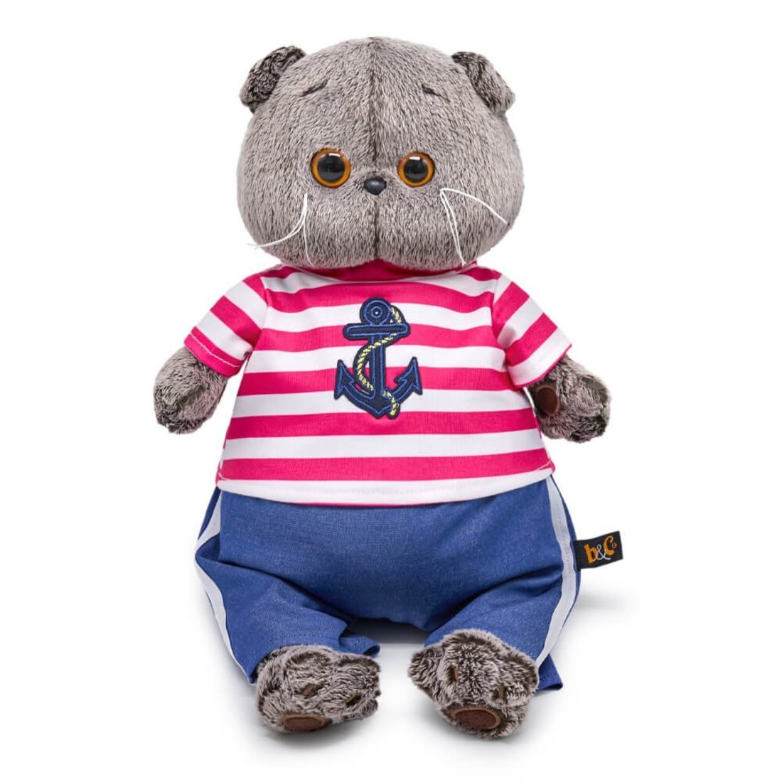 Мягкая игрушка Басик в полосатой футболке с якорем 22 см BudiBasa Ks22-266