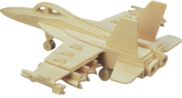 Бомбардировщик F18 Хорнет (4/30), сборная модель из дерева Wooden Toys P104
