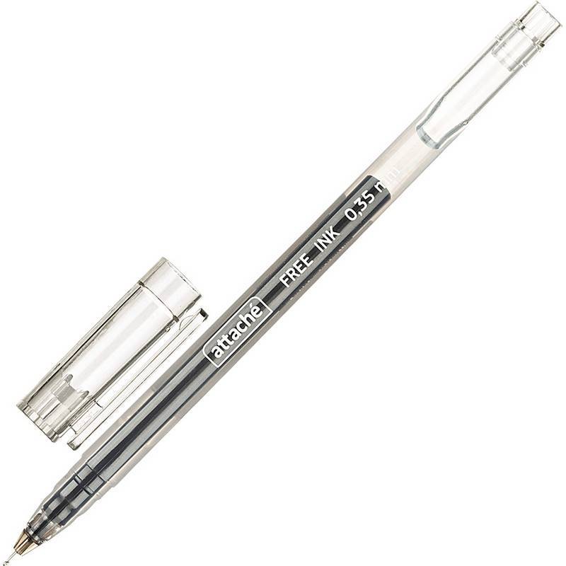 Ручка гелевая одноразовая Attache Free ink черная (толщина линии 0.35 мм) 977956