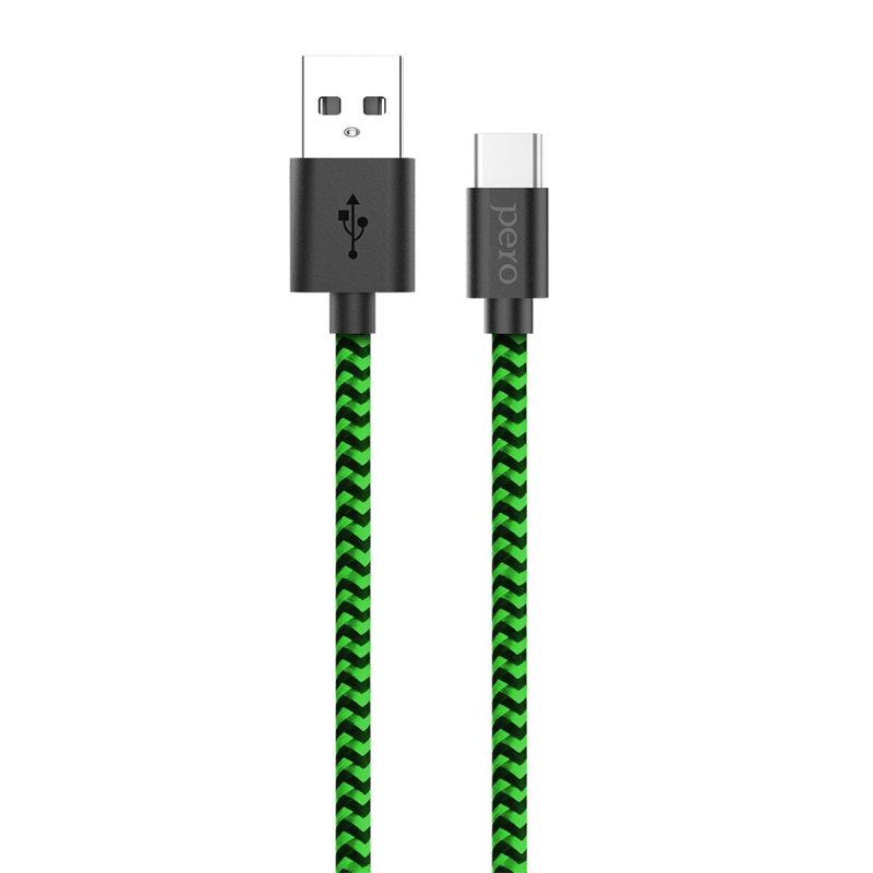 Кабель USB PERO DC-04 Type-C, 3А, 1м, Green-black (Fast Charge) Pero 1598875 4603768350095