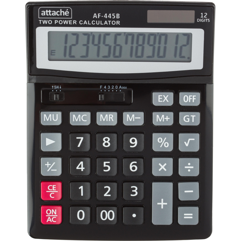 Калькулятор настольный полноразмерный Attache AF-445B,12р,дв.пит,черный 1779737