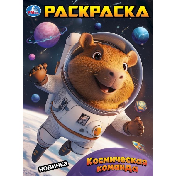 Раскраска "Космическая команда" 21х29 см. УМка 978-5-506-10391-2