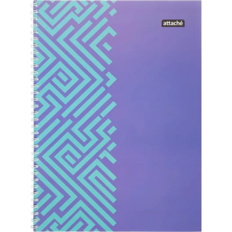 Тетрадь общая А4 60л Attache Греция Голубой/Фиолет клет, 65г, греб, ВД-лак 1919350