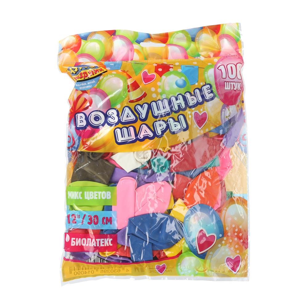 Латексные шары: набор 100 штук, цветные Чудо праздник LB100P-113003-RU