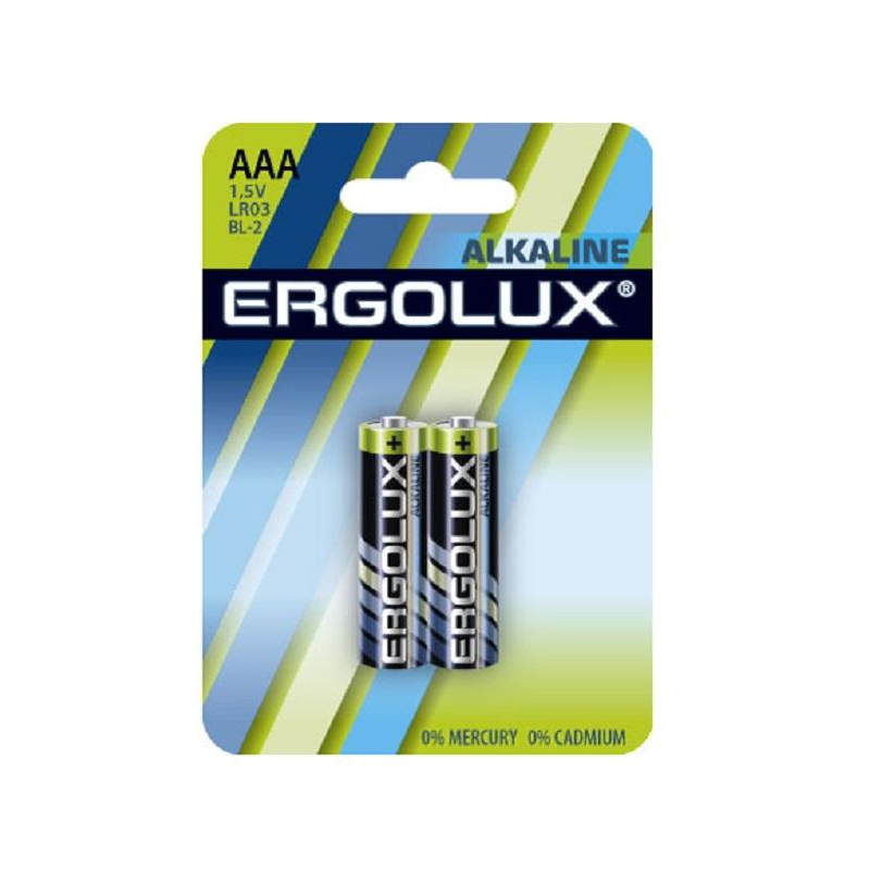 Батарейки Ergolux AAA/LR 03 Alkaline BL-2 (LR 03 BL-2, 1.5В., 2 шт в уп.) 1568795 11743