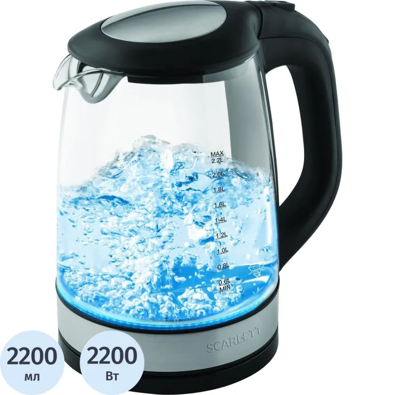 Чайник Scarlett SC - EK27G19, 2200 Вт 2,2л, стеклянный корпус 864445 C-EK27G19