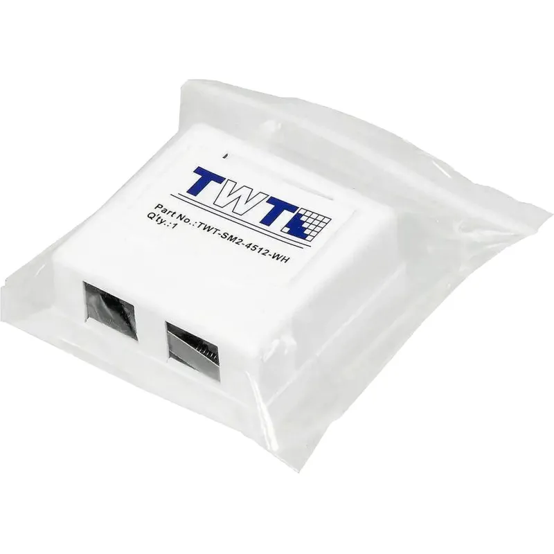 Розетка настенная TWT TWT-SM2-4512-WH, RJ-45 кат.5е + RJ-12, UTP, белая 2167593