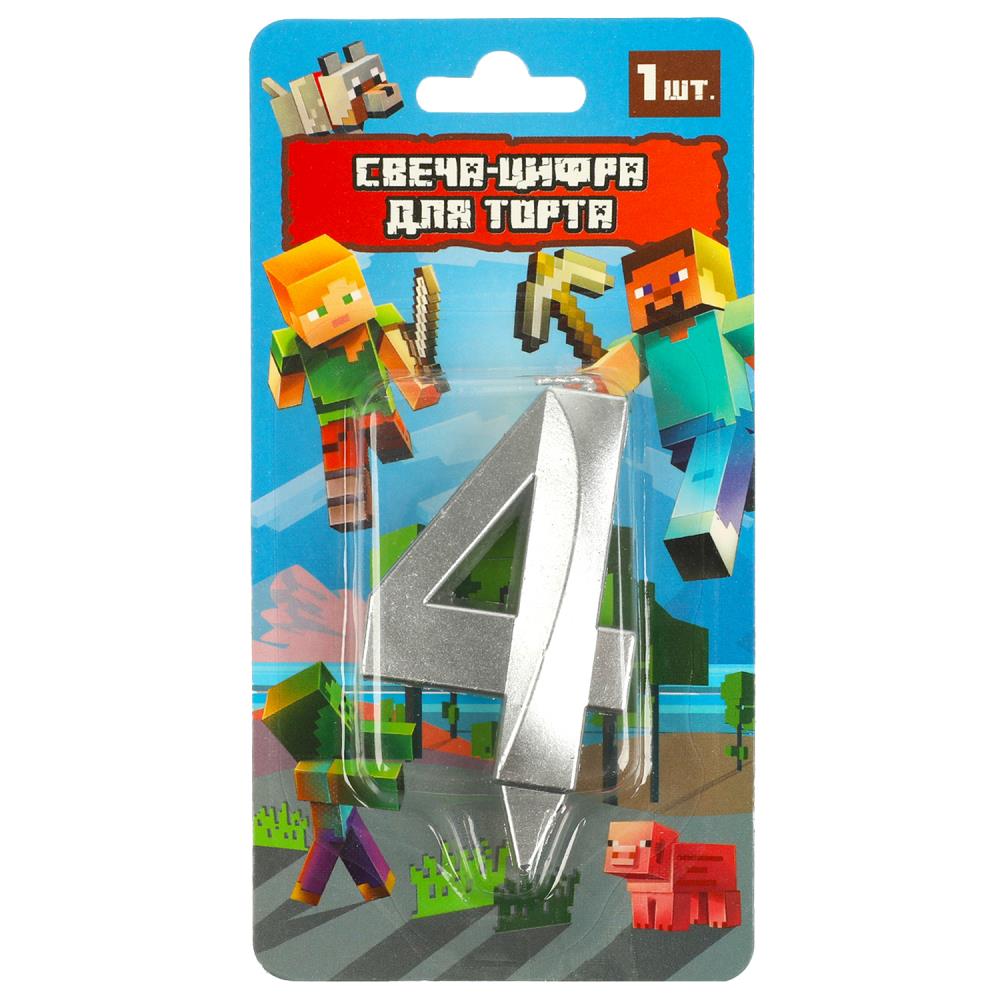 Свеча-цифра 4 для торта Майнкрафт Чудо праздник CC-90771-M