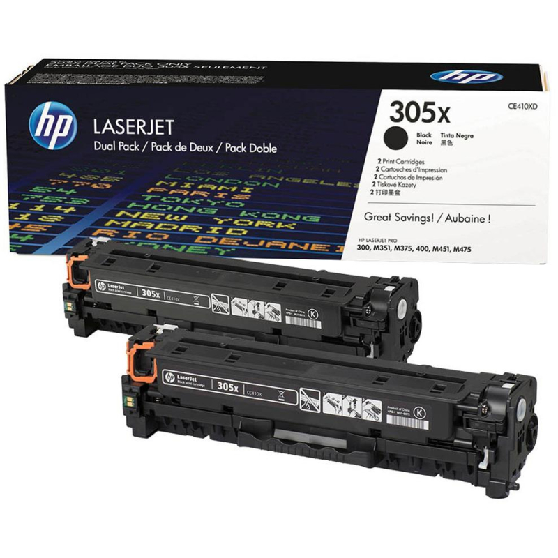 Картридж лазерный HP 305X CE410XD чер. для CLJ Pro 300 Color M351(2шт/уп) 489824