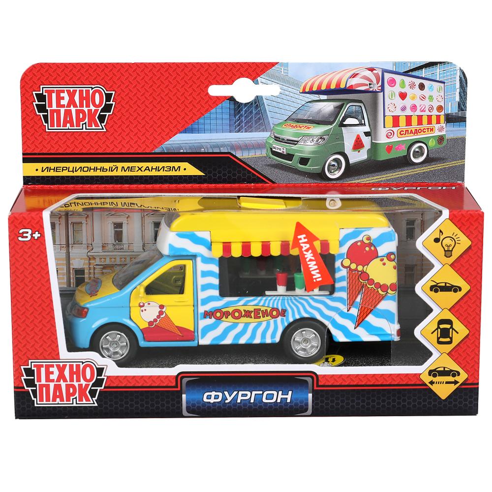 Машина металл свет-звук фургон мороженое 14,5 см. Технопарк CT10-070-2-WB