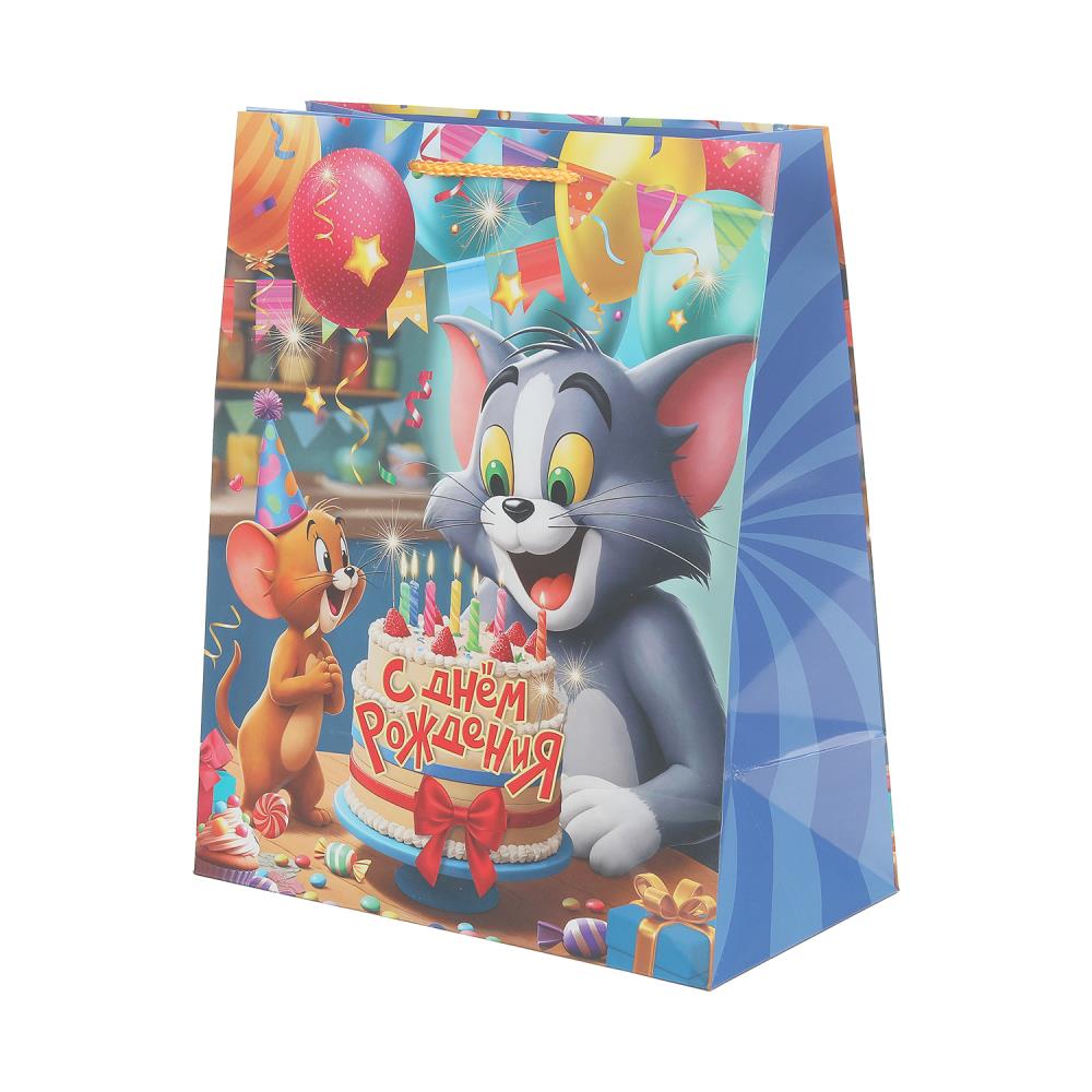 Пакет подарочный глянцевый L "Кот и мышь", 140 гр/м Чудо праздник PL-130525-TJ