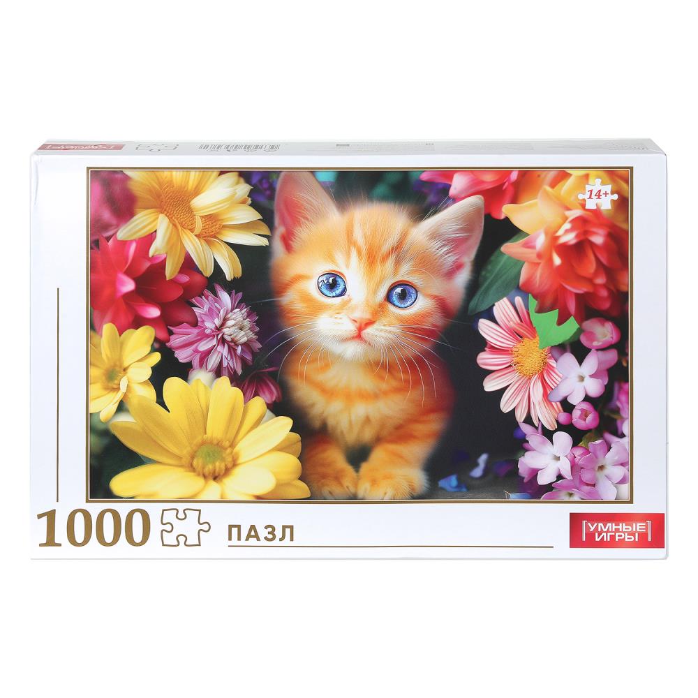 Пазлы классические Котёнок в цветах, 1000 деталей Умные игры 4630395053082