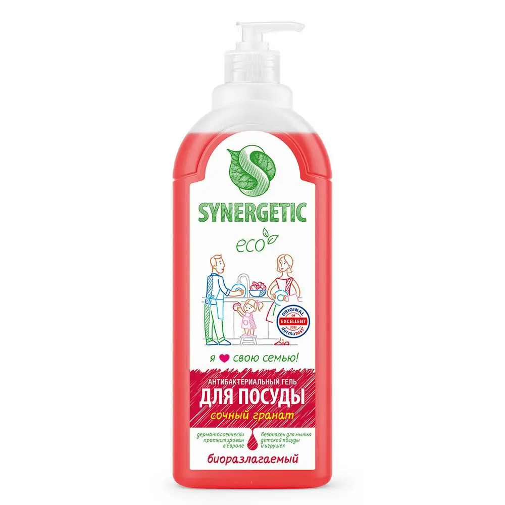 SYNERGETIC Гель для мытья посуды Сочный гранат, 1 л 4607971450764