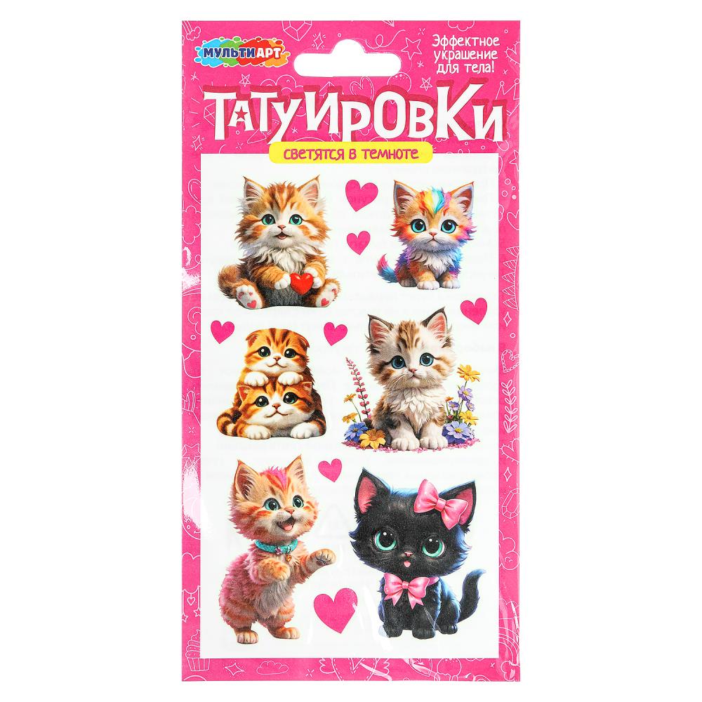 Тату Котики, светящиеся в темноте, 1 лист, MultiArt TATTOO-122133