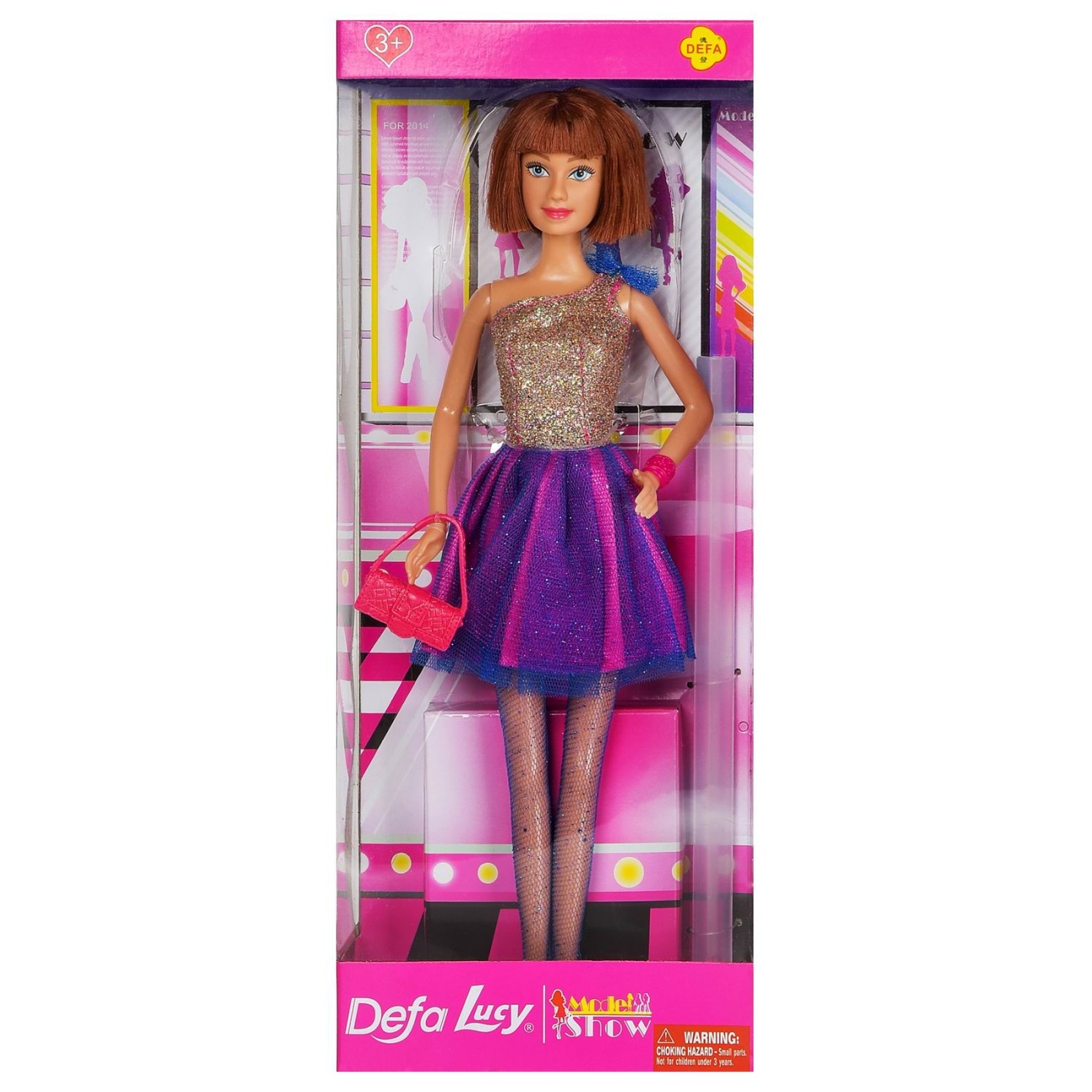Кукла Defa Lucy Вечернее платье (короткое, золотистый верх, фиолетовая юбка) 29 см 8259d/фиолетовая