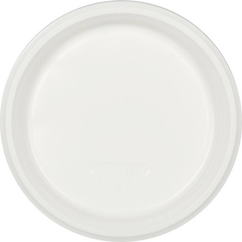 Тарелка одноразовая пластиковая 220 мм белая 100 штук в уп Комус Стандарт 1092159