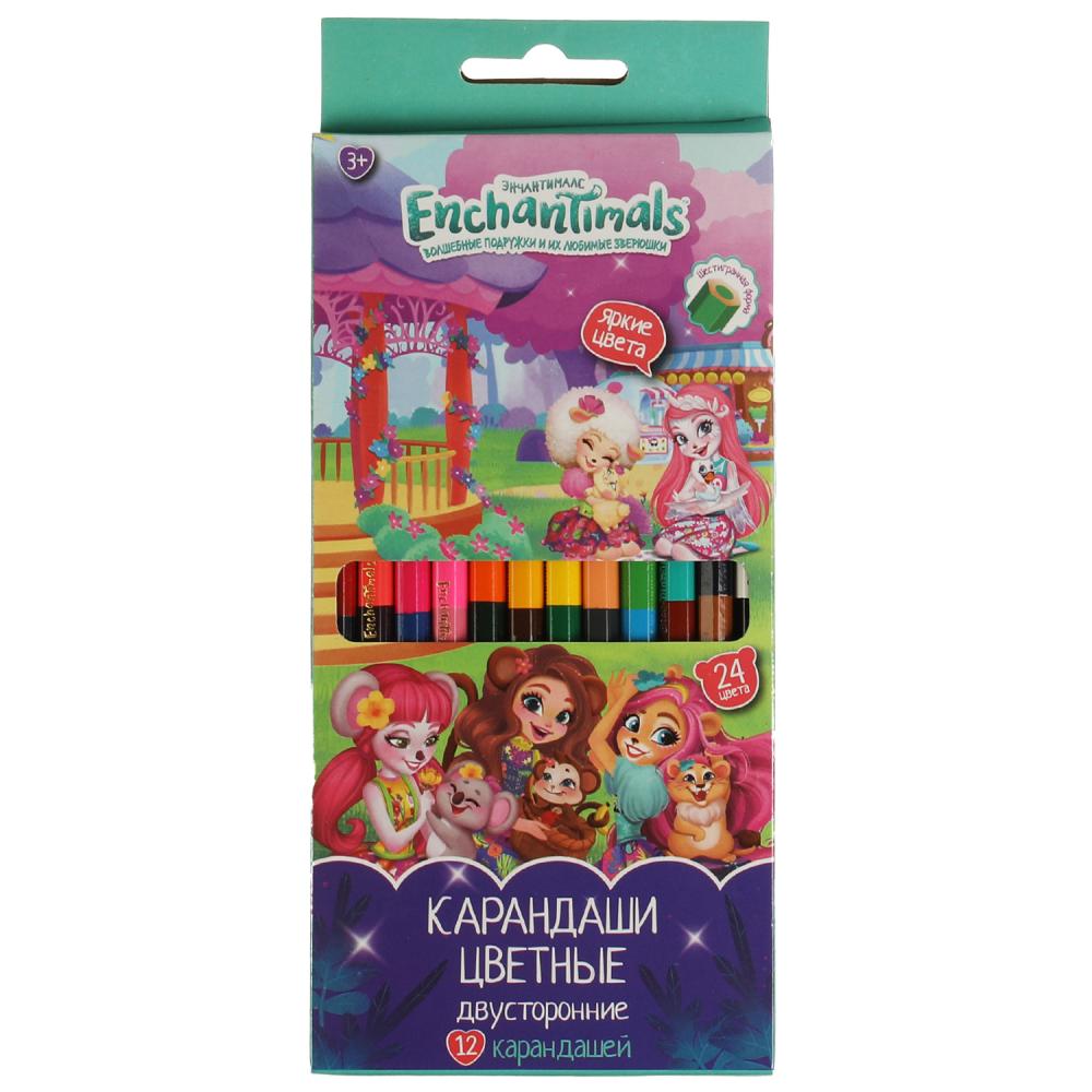 Цветные карандаши Энчантималс двусторонние, 24 цвета (12 шт.) Умка CPD12-66908-ENCH
