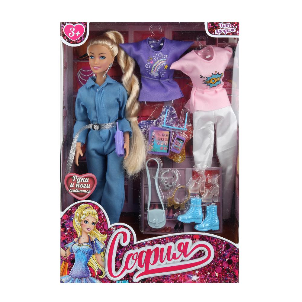 Кукла 29 см София, руки и ноги сгибаются, 2 комплекта одежды, аксессуары Карапуз 66001-DRESS15-S-BB-WOD