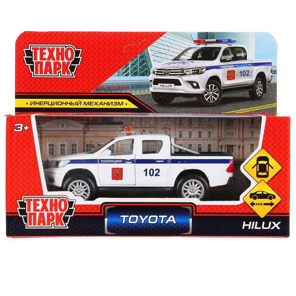 Машина металл toyota hilux полиция, 12см Технопарк HILUX-12SLPOL-WH
