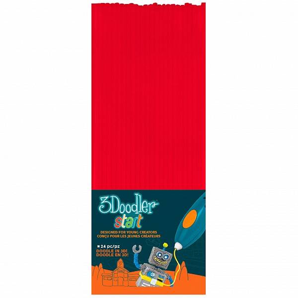 Эко-пластик к 3Д ручке 3DOODLER START, цвет красный, 24 шт Wobble Works 3DS-ECO03-RED-24