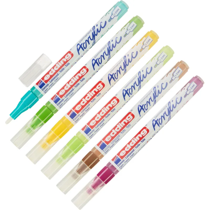 Набор акриловых маркеров Edding кругл.нак. 1-2 мм, 6 шт в наборе 2154837