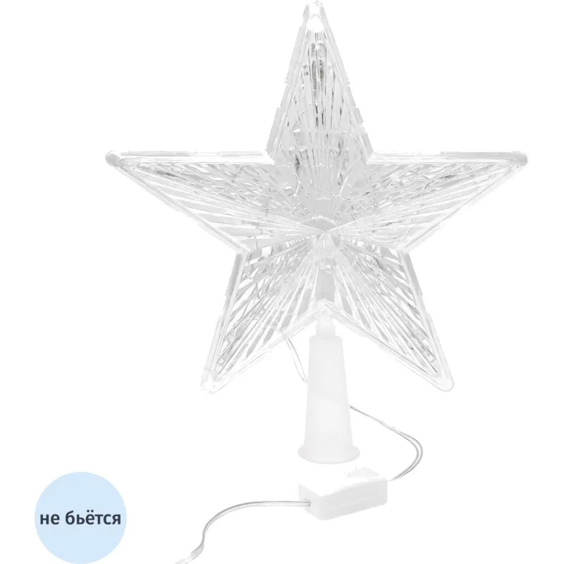 Верхушка на елку. Белая звезда, 19х19см, 15 LED, 1 режим, мульти НВУ-0002 Miland 2118636
