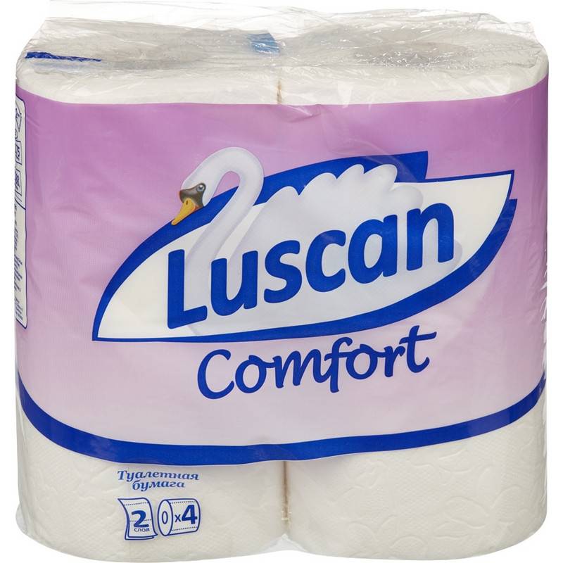 Бумага туалетная Luscan Comfort 2-слойная белая (4 рулона в уп) 317384