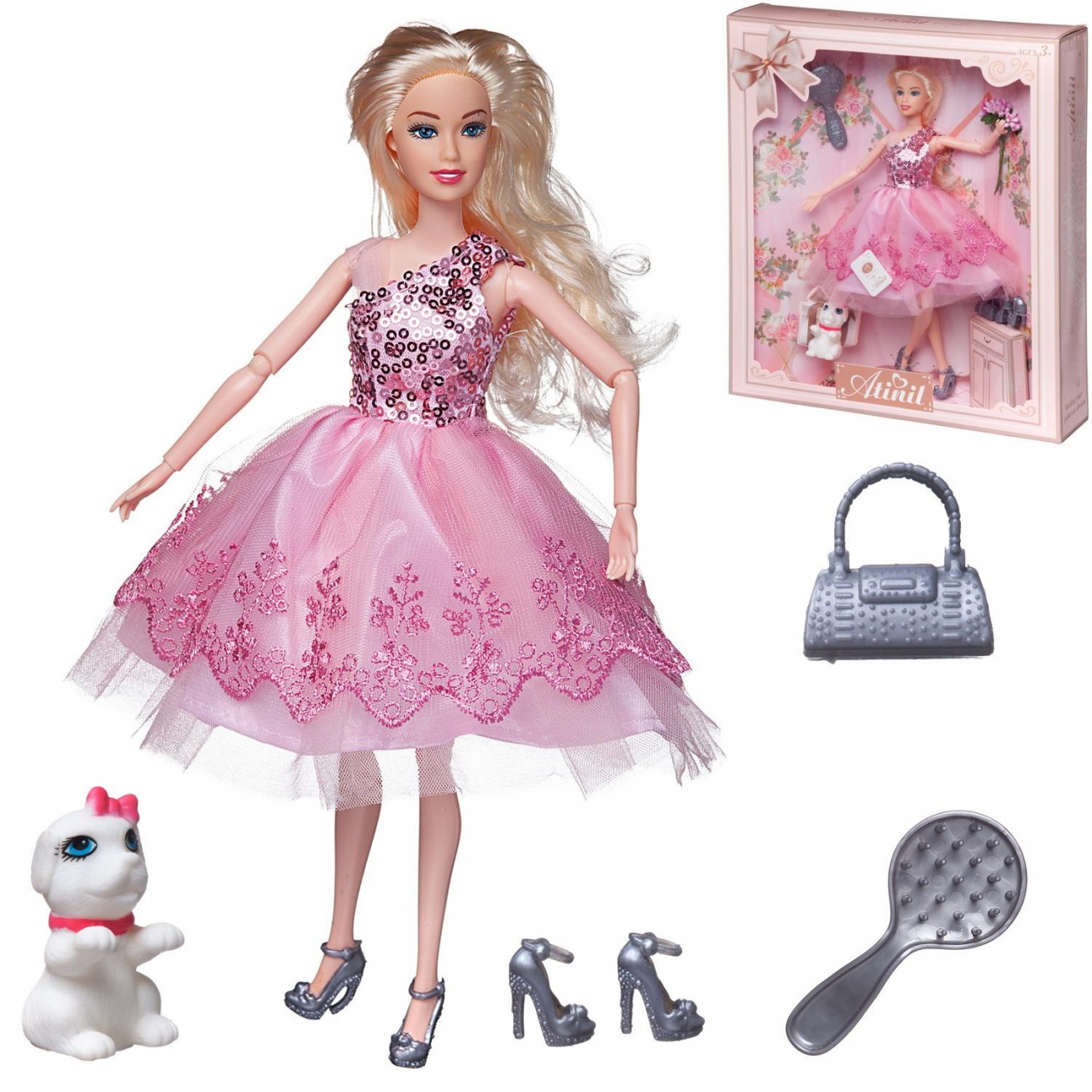 Кукла Junfa Atinil Мой розовый мир с собачкой, 28см WJ-21541