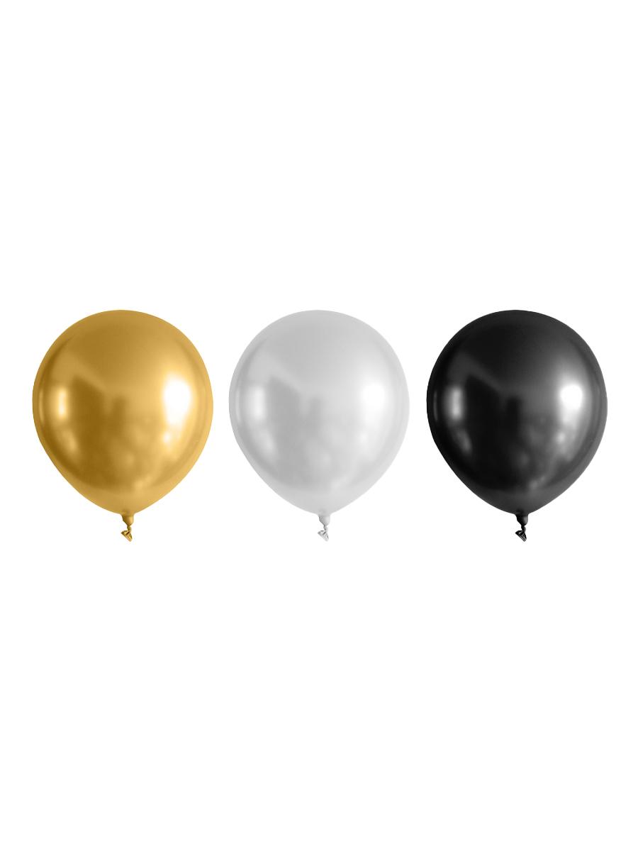 Набор шаров воздушн.хром,цв золотой,шампань,черный, 25шт(латекс)30см,90353 Феникс-презент 1825205