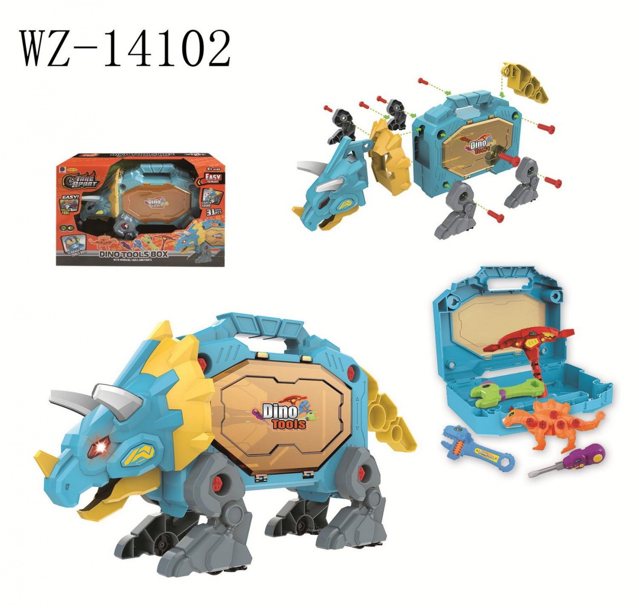 Игровой набор Junfa Чемоданчик-конструктор Динозавр с инструментами WZ-14102