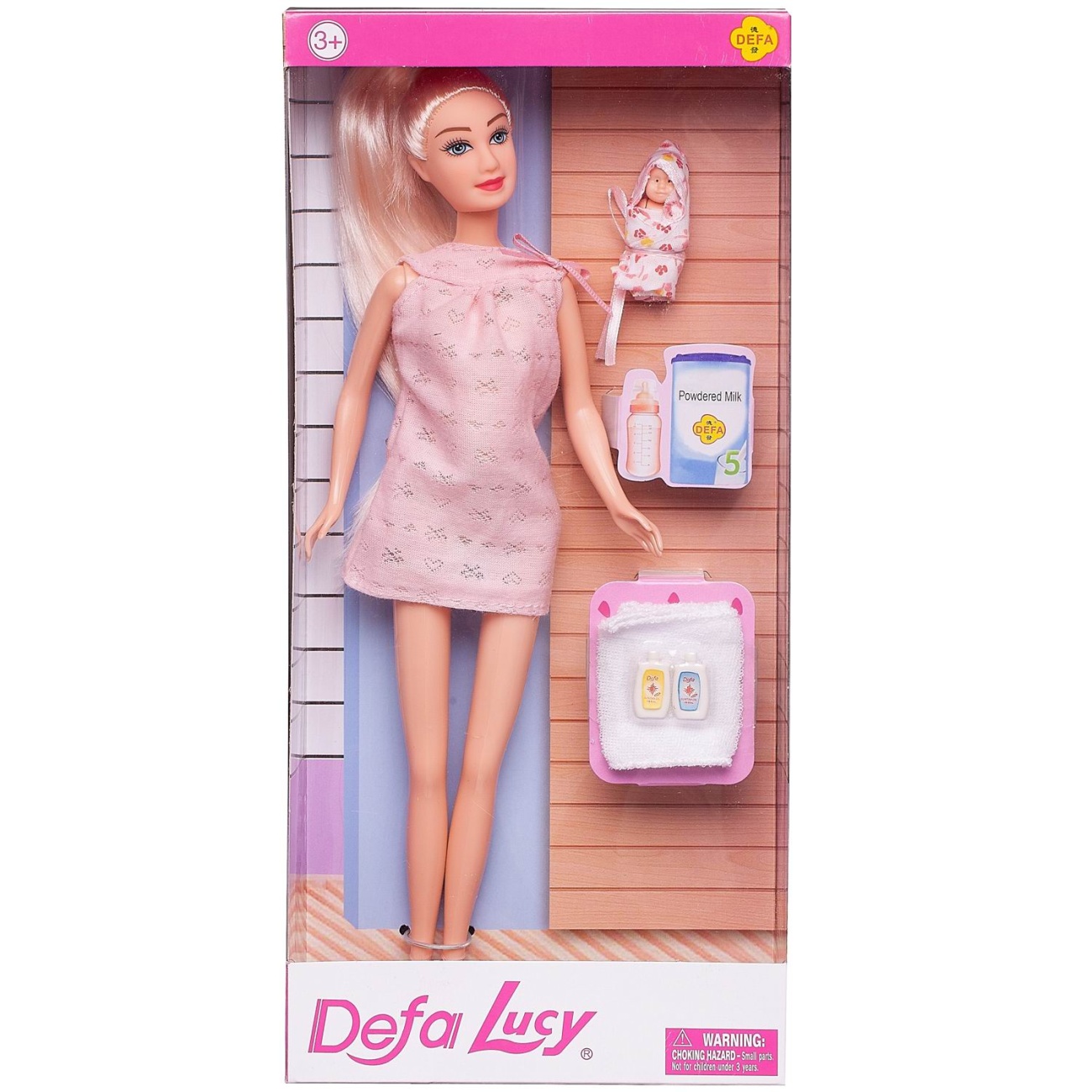Кукла Defa Lucy Молодая мама в розовом платье без рукавов, малыш и аксесс. 29 см 8357d/розовое