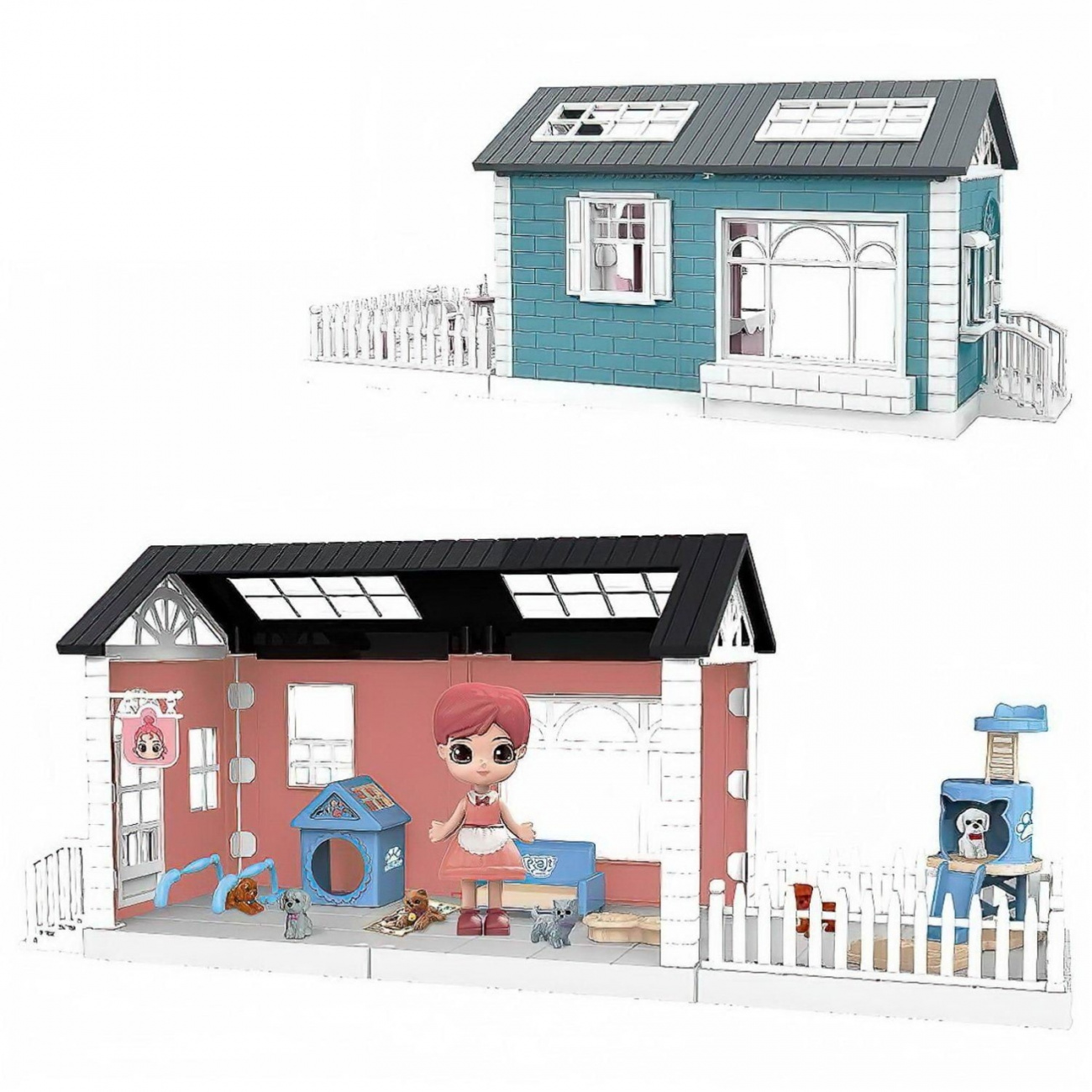 Игровой набор ABtoys Модульный домик, 3 секции, розовый WZ-11412/розовый