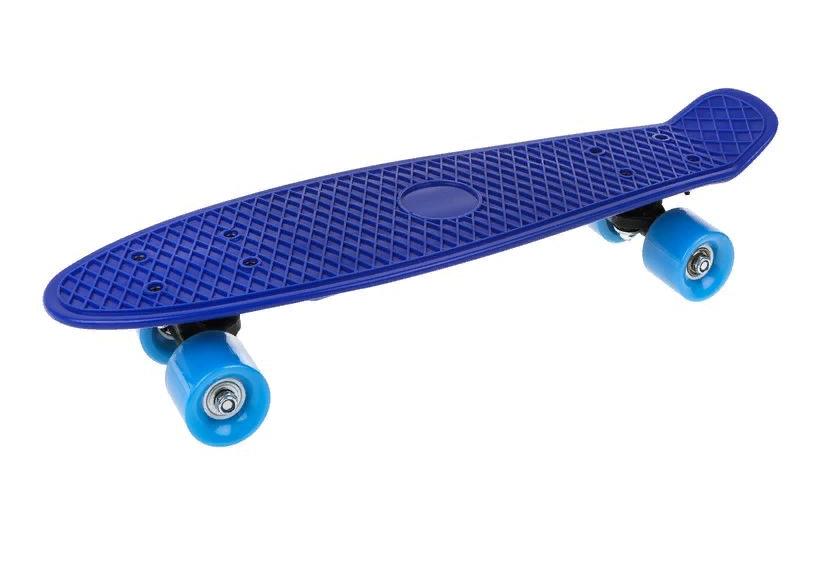 Скейтборд пласт. 55x15 см, с пластмассовым креплениям, синий Наша Игрушка 636245