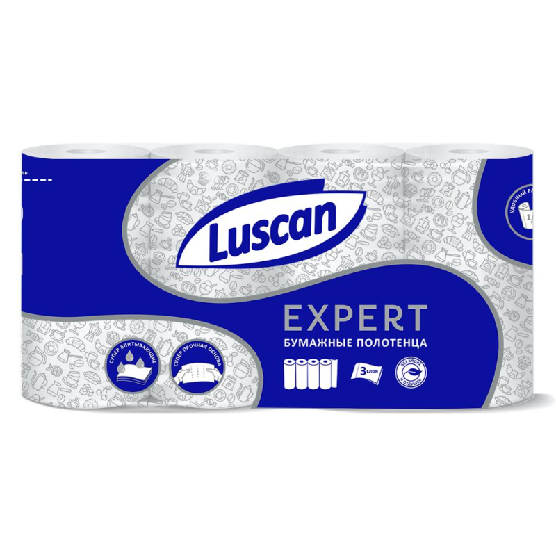 Полотенца бумажные Luscan Expert 3сл с тиснением и перф 4шт/уп 1574573 5079843