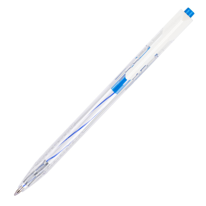Ручка шарик. автомат, д шар 0,7 мм, прозрачный корпус, синяя Deli 1407946